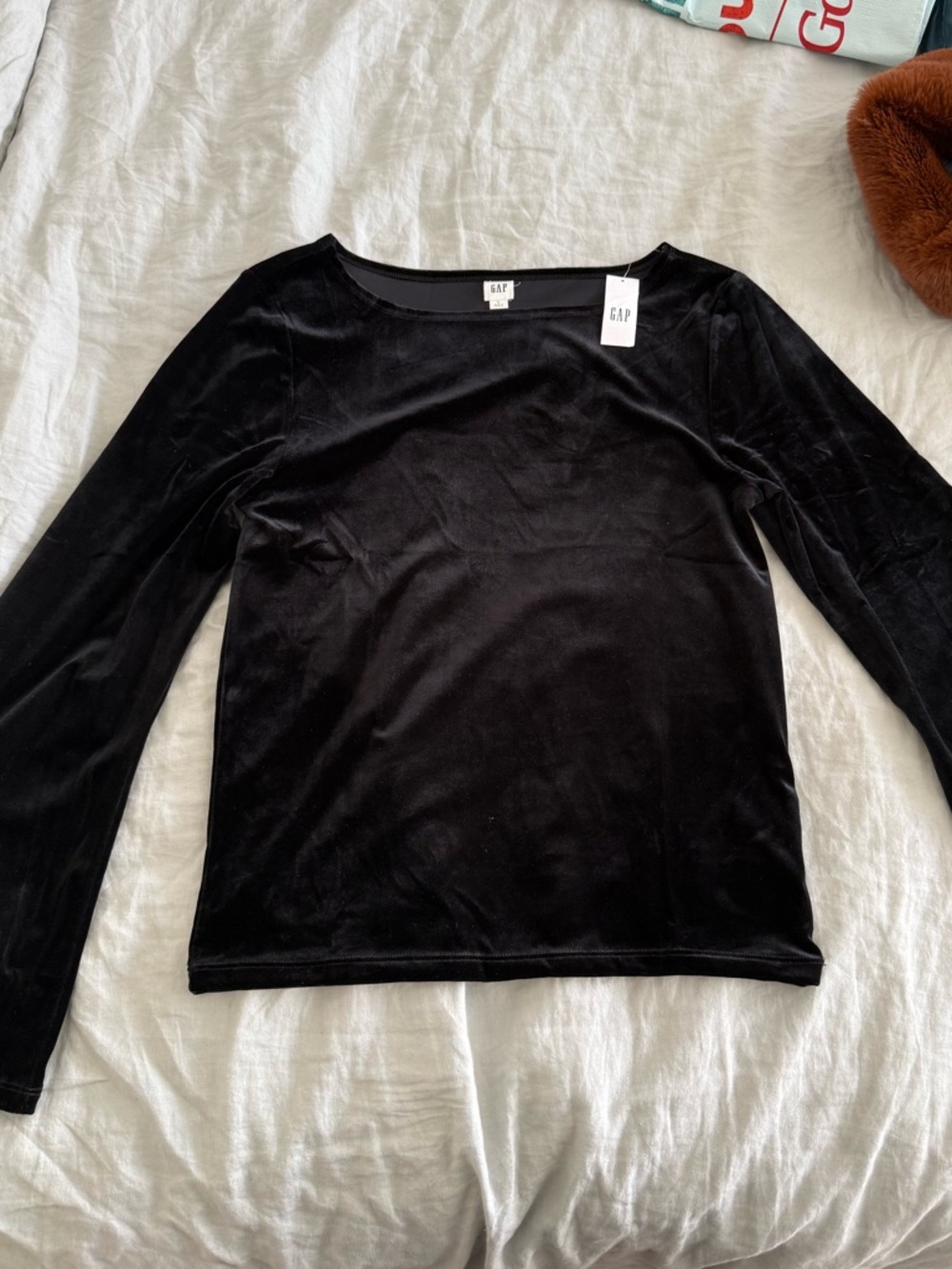 GAP Black Velvet Crew Neck Long Sleeve Shirt